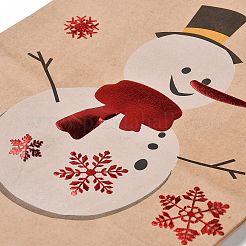 クリスマステーマのホットスタンピング長方形の紙袋  ハンドル付き  ギフトバッグやショッピングバッグ用  雪だるま  バッグ：8x15x21センチメートル  折りたたみ：210x150x2mm&nbsp;CARB-F011-02E