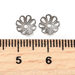 304ステンレススチールビーズキャップ  花  ステンレス鋼色  7x2.5mm  穴：1mm&nbsp;STAS-B087-10A-P