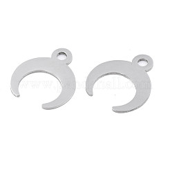 変色しにくい201ステンレススチールペンダント  レーザー切断  三日月  ステンレス鋼色  23x20x1mm  穴：3mm&nbsp;STAS-N095-018