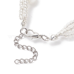 女性用ラウンドプラスチックイミテーションパールマルチ連ビーズブレスレット  ホワイト  8インチ（20.2cm）&nbsp;BJEW-JB12913
