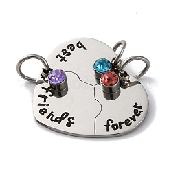 Best Friends Forever 201 Stainless Steel Rhinestone Connector Charms&nbsp;STAS-Q342-08B-P