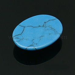 楕円形の合成ターコイズカボション  染め  14x10x4.5mm&nbsp;G-I171-10x14mm-04