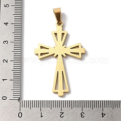 PVD真空メッキ304ステンレスペンダント  長持ちメッキ  クロスチャーム  宗教  ゴールドカラー  39.5x25x2mm  穴：7.5x3.5mm&nbsp;STAS-L081-039G