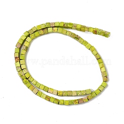 染色合成インペリアルジャスパービーズ連売り  キューブ  黄緑  4~4.5x4~4.5x4~4.5mm  穴：1mm  約95個/連  16.06~16.14''（40.8~41センチメートル）&nbsp;G-H087-F02-01C-1