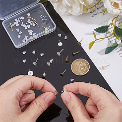 12個 2色 925スターリングシルバーフラットパッドスタッドピアス金具  プラスチック製イヤーナット20個とスエード生地のスクエアシルバー磨き布1枚付き  ミックスカラー  イヤリング：トレー：6mm  11.5mm  ピン：0.8mm  10個/カラー&nbsp;STER-DC0001-62B