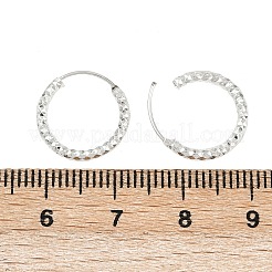 真鍮テクスチャードフープピアス  丸いリング  鉛フリー＆カドミウムフリー  925銀メッキ  14x2mm&nbsp;EJEW-F378-03B-S
