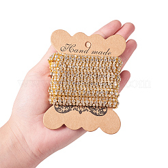 真鍮製ラインストーンストラスチェーン  8x3.5列2列ラインストーンカップチェーン  ゴールドカラー  クリスタル  [1]mm  [1]ヤード/セット&nbsp;CHC-BC0001-06