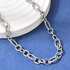 5.5mm 201ステンレススチールテクスチャードフィガロチェーンネックレス（ユニセックス）  変色しない  ステンレス鋼色  21.85インチ（55.5cm）&nbsp;NJEW-K302-27P