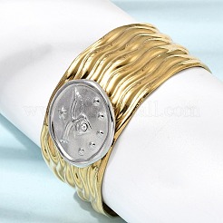 Hammered 304 Stainless Steel Cuff Bangles for Women&nbsp;BJEW-Z177-01GP-02