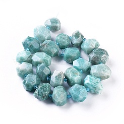 天然石アマゾナイトビーズ連売り  多面カット  ナゲット  13~16x17~19x12~15mm  穴：0.6mm  約22個/連  15.6インチ（39.8cm）&nbsp;G-F653-16