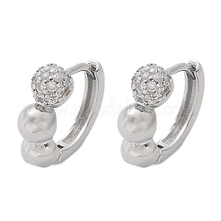 真鍮クリアキュービックジルコニアフープピアス  ラウンド  プラチナ  12.5x4.5x14.5mm&nbsp;EJEW-Q014-07P