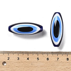 オペーク樹脂ビーズ  ナザールボンジュウスタイル  ダークブルー  オーバル  34x13mm  穴：2mm&nbsp;RESI-U012-03
