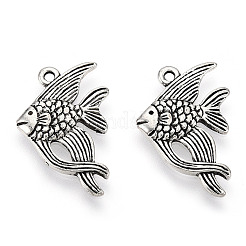 合金のチベット風チャーム  カドミウムフリー＆鉛フリー  魚のチャーム  アンティークシルバー  23x15x2mm  穴：1.5mm&nbsp;PALLOY-T075-201AS