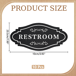 PVC粘着サインラベル用紙10枚  トイレという言葉が書かれた菱形  ブラック  100x203x0.3mm&nbsp;DIY-WR0005-30