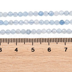 天然石アクアマリンビーズ連売り  多面カット  ラウンド  3~3.3mm  穴：0.7mm  約123~125個/連  15.20''~15.43''（38.6~39.2センチメートル）&nbsp;G-Z163-C01-3mm