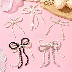5Pcs 5 Styles Bowknot Plastic Imitation Pearl Shoe Charms&nbsp;AJEW-CJ0001-64