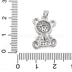 真鍮マイクロパヴェクリアキュービックジルコニアペンダント  クマのチャーム  プラチナ  18.5x13.5x4mm  穴：4x2.5mm&nbsp;KK-L234-01P