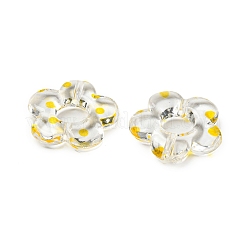 透明印刷アクリルビーズ  花  きいろ  19x20x4mm  穴：1.6mm&nbsp;OACR-H124-05A-01
