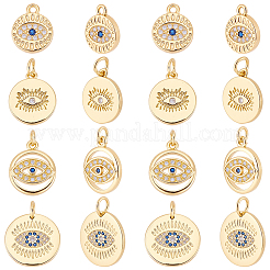 16Pcs 4 Styles Brass Micro Pave Cubic Zirconia Pendants&nbsp;KK-BBC0024-13
