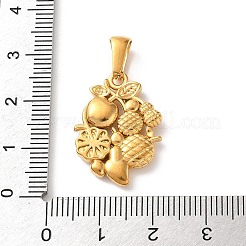 304ステンレススチールクリスタルラインストーンペンダント  フルーツのチャーム  ゴールドカラー  マンゴー  24x17x3mm  穴：6.5x3mm&nbsp;RB-CBA2A5E-02G-03