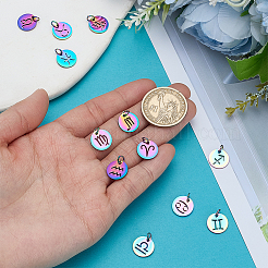 12Pcs 12 Styles Hollow Stainless Steel Charms&nbsp;FIND-WR0012-01