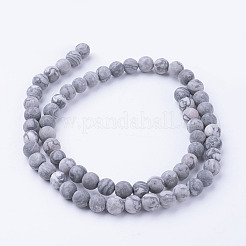 Natural Map Stone/Picasso Stone/Picasso Jasper Bead Strands&nbsp;G-G735-27F-6mm