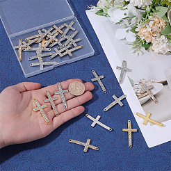 40Pcs 4 Colors Religion Alloy Crystal Rhinestone Connector Charms&nbsp;FIND-PH0038-10