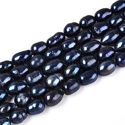 天然養殖淡水パールビーズ連売り  ライス  染め  プルシアンブルー  4~11x4~6x4~6mm  穴：0.5~0.8mm  約53~54個/連  13.98~14.17''（35.5~36センチメートル）&nbsp;PEAR-N012-09Z-01
