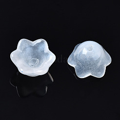 透明なスプレー塗装ガラスビーズ  花  ホワイト  7x11.5x11.5mm  穴：1.2mm&nbsp;GLAA-Q089-002A-003
