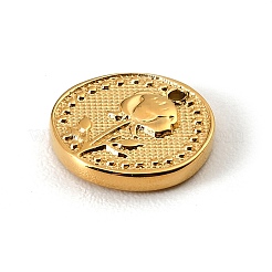 304ステンレススチールチャーム  フラワーラウンドフラワーチャーム  ゴールドカラー  15x3mm  穴：1.4mm&nbsp;STAS-Z205-01G-04