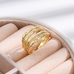 Rack Plating Brass Cuff Finger Rings for Women&nbsp;RJEW-M028-23G