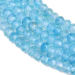 天然ブルートパーズビーズ連売り  多面カット  ロンデル  4x3mm  穴：0.7mm  約138個/連  14.88''（37.8センチメートル）&nbsp;G-B175-A21-3x4mm