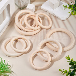 10個の木製リンキングリング  丸いリング  マクラメ木製リング  バリーウッド  80~118x10~15mm  内径：59.5~89mm&nbsp;WOOD-TA0002-84