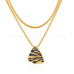 Triangle Leopard Print 304 Stainless Steel Pendant Necklaces & Stud Earrings & Rings Sets&nbsp;FS-WGB4C4F-04