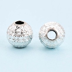 925スターリングシルバービーズ  ラウンド  テクスチャ  銀  8mm  穴：2.5mm&nbsp;STER-N017-21C-S
