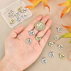 18個3色304ステンレスペンダント  ワード「love」を刻まれたフラットラウンド  ミックスカラー  14x12x1mm  穴：3mm  6個/カラー&nbsp;STAS-BC0002-88