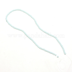 ジェイド風ガラスビーズ連売り  多面カット  双円錐形  アクアマリン  4mm  穴：0.8mm  約105~108個/連  15.55''（39.5~41センチメートル）&nbsp;GLAA-TAC0003-11C