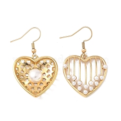 Heart 304 Stainless Steel Acrylic Imitation Pearl Dangle Earrings&nbsp;EJEW-B156-09G