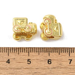 真鍮ビーズ  エナメル  鉛フリー＆カドミウムフリー  長持ちメッキ  列車  18KGP本金メッキ  11x10x10mm  穴：4mm&nbsp;KK-H487-06G