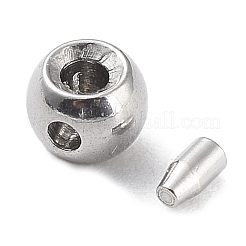 変色しない304ステンレススチールボールチープ  ラウンド  ステンレス鋼色  3.5x2.5mm  穴：1mm  内径：1.2mm&nbsp;STAS-K268-01B-P