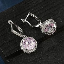 925 Sterling Silver Micro Pave Cubic Zirconia Hoop Earrings&nbsp;EJEW-B147-01B-06