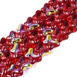 ベーキングペイント電気メッキ透明ガラスビーズ連売り  蝶  ABカラーメッキ  ミックスカラー  10x14.5x5.5mm  穴：0.8~1mm  約56~61個/連  16.73~18.31インチ（42.5~46.5cm）&nbsp;EGLA-Q136-03A-M