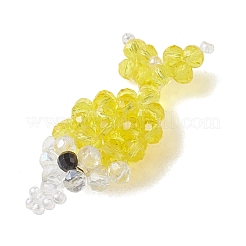 ABカラーメッキガラスチャーム  魚のチャーム  シードビーズで  多面カット  きいろ  35.5x17x7.5mm  穴：2mm&nbsp;PALLOY-MZ01330-01
