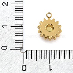 イオンプレーティング（IP）304ステンレススチールチャーム  ひまわりチャーム  14KGP本金メッキ  12.5x9.5x2.5mm  穴：1.5mm&nbsp;STAS-P379-03G-G