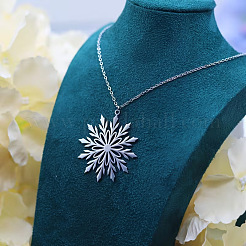 Christmas 304 Stainless Steel Snowflake Pendant Necklaces&nbsp;FS-WG2B4AB-01