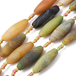Frosted Natural Agate Beads Strands&nbsp;G-P605-M01-01