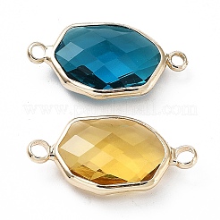 Brass Pave K9 Glass Connector Charms&nbsp;GGLA-Z001-06