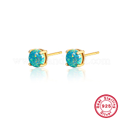 Fashionable 925 Sterling Silver Inlaid Opal Stud Earrings&nbsp;NO4806-1