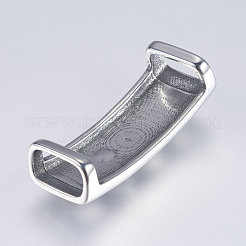 304ステンレススチールスライドチャーム  頭蓋骨の長方形  アンティークシルバー  15x40x11.5mm  穴：7x12.5mm&nbsp;STAS-I072-002AS
