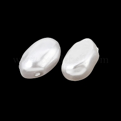 ABSプラスチックパール調ビーズ  オーバル  ホワイト  10x7x5mm  穴：1mm  約980個/500g&nbsp;PL-CBA8DB3-12